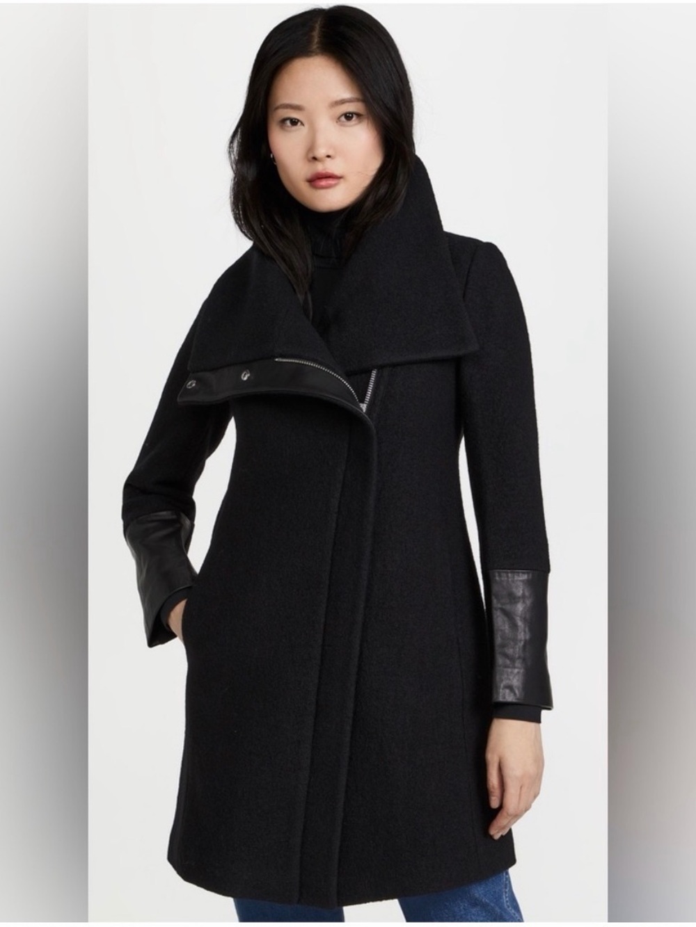 Club Monaco Black Wool Blend Coat Size Large